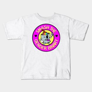 Smash The Gender Binary - Cute Rainbow Cartoon Kids T-Shirt